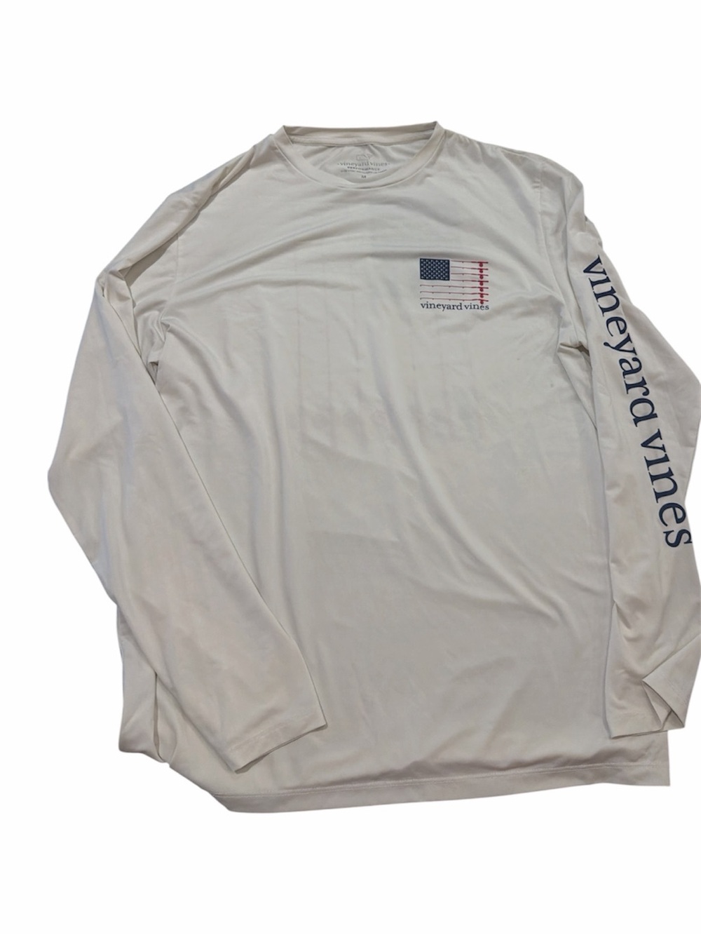 Vineyard Vines White Long-Sleeve Flag Graphic Tee size M
